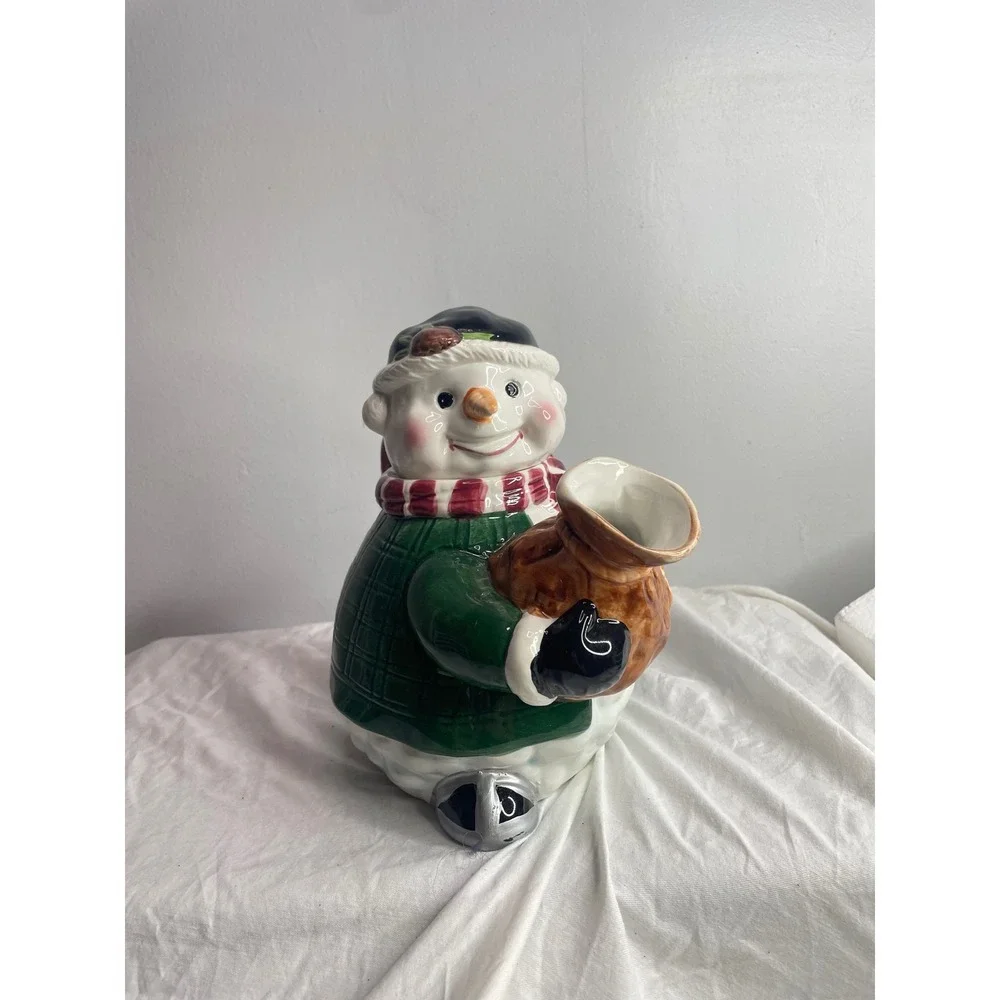 Ceramic Snowman Teapot Candy Dish Christmas Holiday Kitchen Decor